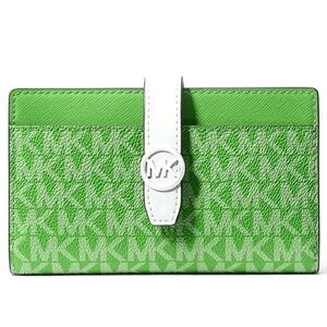 Michael Kors Greenwich Medium Signature Logo Wallet Jungle Green